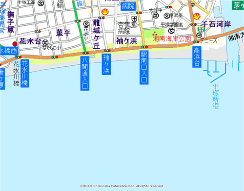 平塚市千石河岸地先の海岸付近の地図