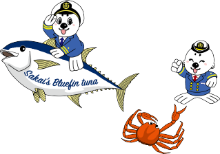 境港をイメージしたうみまる、うーみんのイラスト