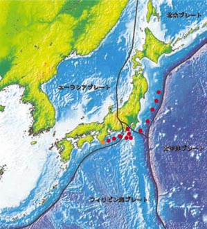 海底基準局の配置図