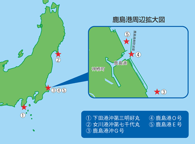 10月の主な海難の発生位置図