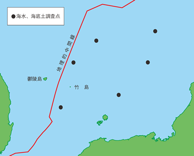 日韓共同による放射能調査の観測点