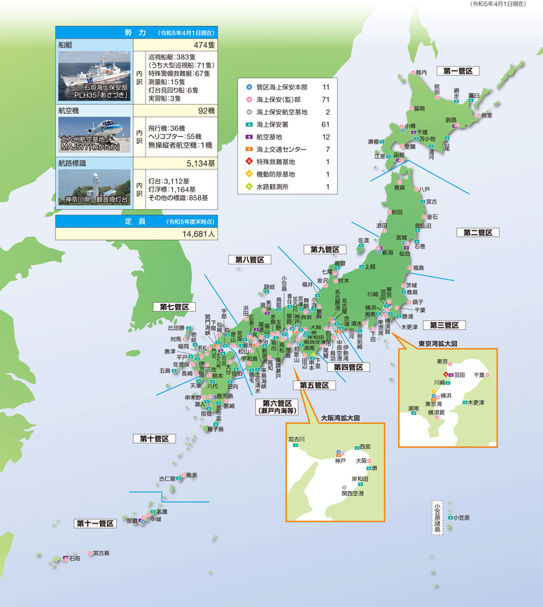 全国各地の海上保安庁関係施設