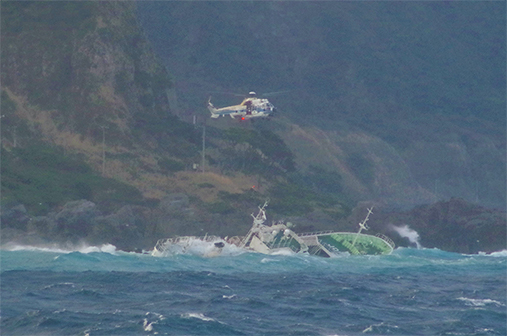 ヘリコプターでの吊上げ救助